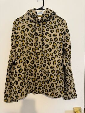 Urban Outfitters Beige Leopard Print Hooded Sweater